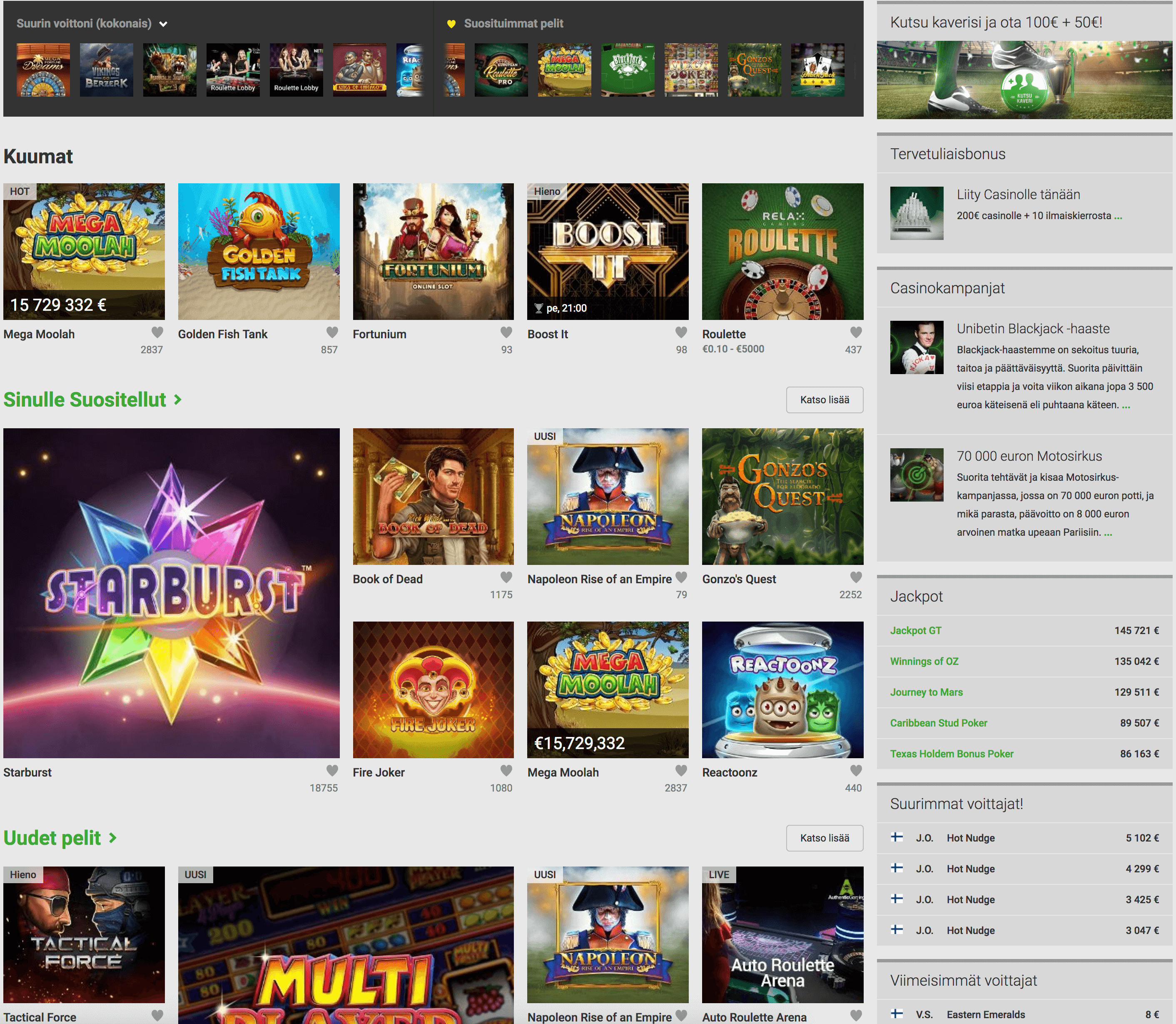 valikoima pelejä casinor fi unibet