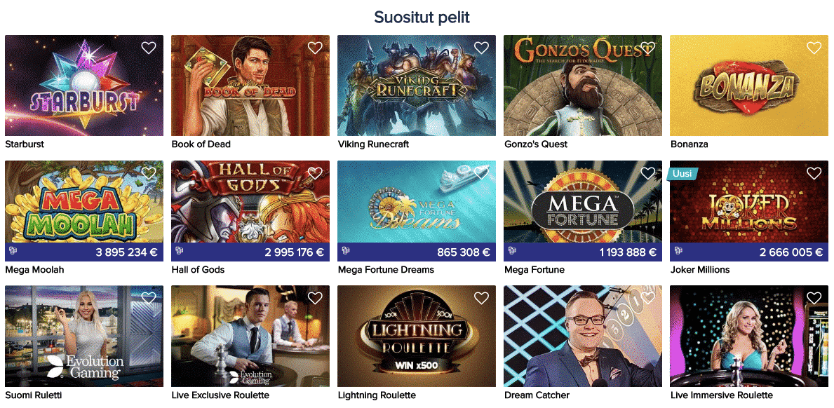 casinoeuro suositut pelit