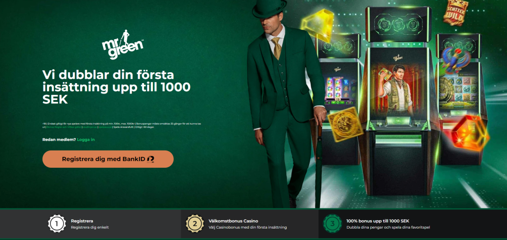 MrGreen - Vi dubblar din första insättning upp till 1000 SEK